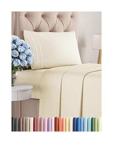 Twin Size 3 Piece Sheet Set - Comfy Breathable & Cooling Bed Sheets Set - Hotel Luxury Bedding for Women, Men, Kids, Teens, Boys & Girls - Deep Pockets, Ultra-Soft, Wrinkle Free - Oeko-Tex - Off White