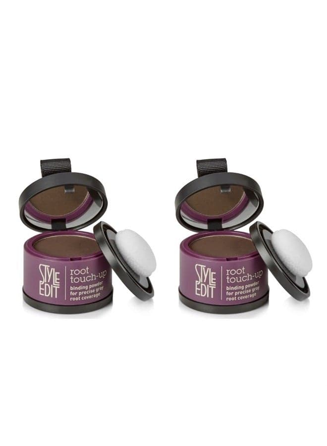 Root Touch Up Powder for Dark Brown Hair by Style Edit | Cover Up Hair Color for Grays and Roots Coverage | Root Concealer for Dark Brown Hair | Mineral Infused Binding Hairline Powder 2 Pack