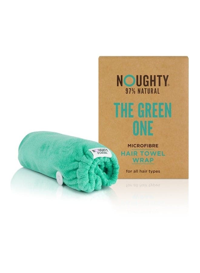 97% Natural The Green One Microfibre Hair Towel, Quickly Absorbs Moisture, Reduces Breakage, Combats Frizz, Green