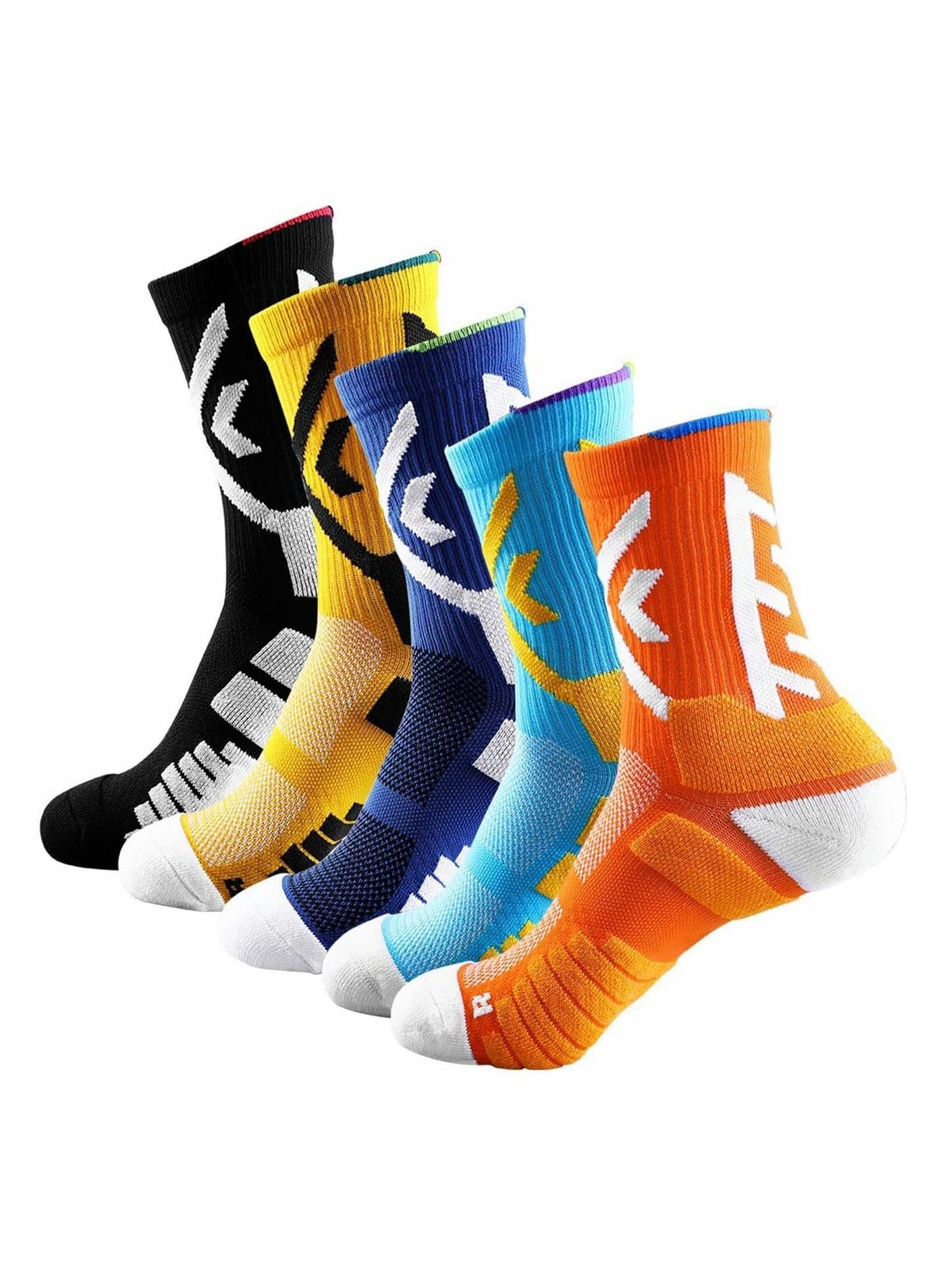 Basketball Socks Men's Outdoor Athletic Crew Socks For Men Women Protective Elite Sports (5 Pairs)