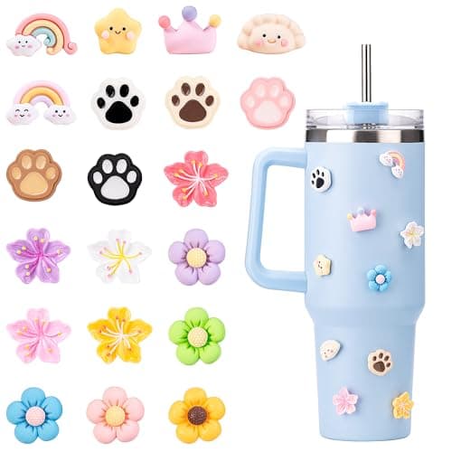 Soledea Cloudy Catspaw 3D Stickers for Stanley Cup Mugs 40 oz, 20PCS Cute Stickers for Kids for Water Bottle Mobile Phone Refrigerator Stanley Accessories