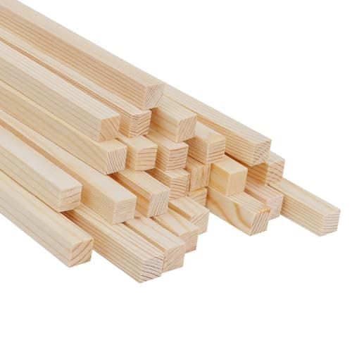 Square Wooden Dowels for Crafts 38 x 15 25 PCS Square Wooden Sticks for Crafts Wood Dowel Rods Unfinished Pine Hard Wood Sticks for Crafting Woodworking Models Making Dollhouses Miniatures