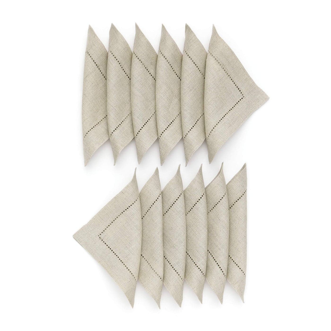 Solino Home Linen Hemstitch Cocktail Napkins Set of 126 x 6 Inch 100 Pure Linen Natural Cloth Cocktail Napkins for Spring Easter Classic Hemstitch