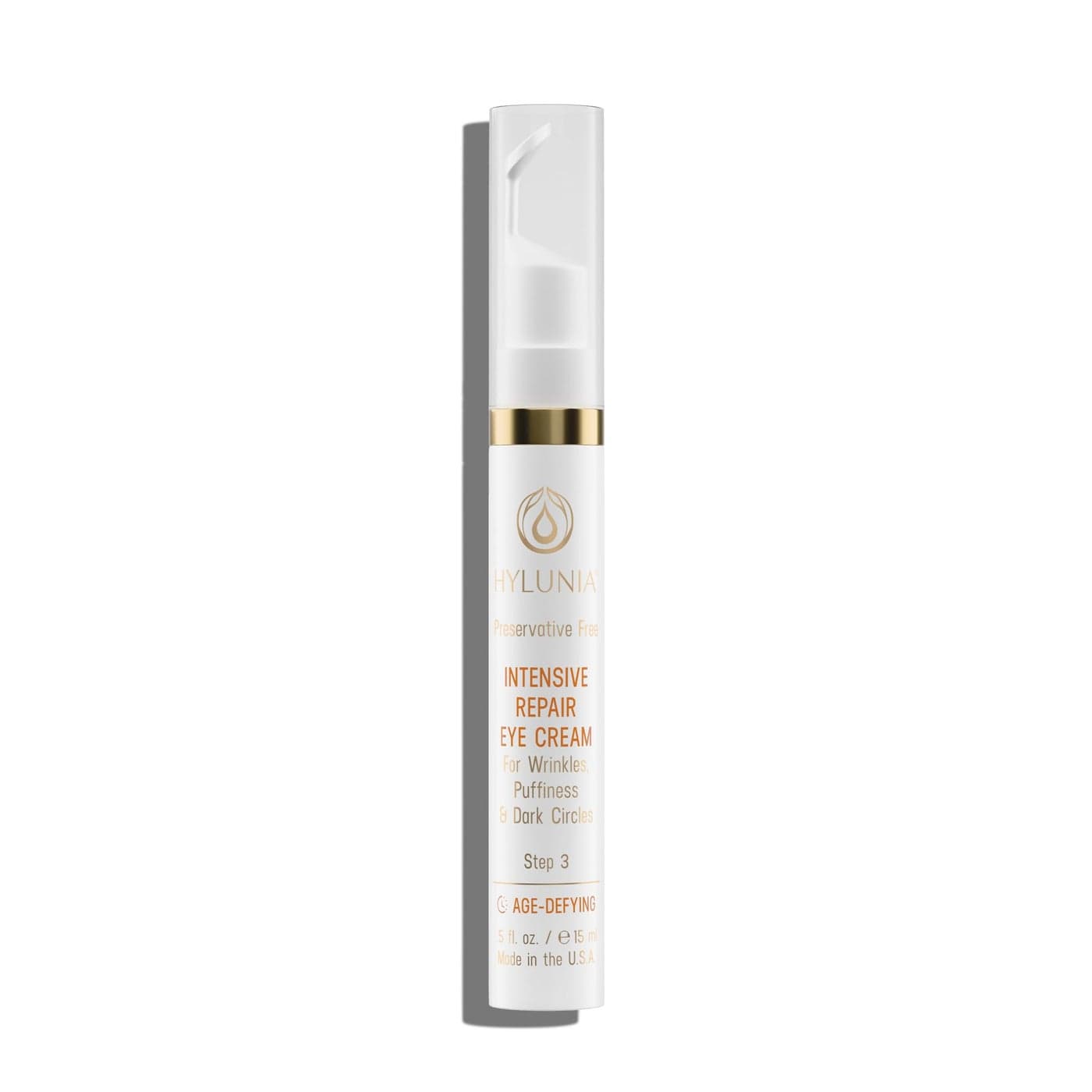 Hylunia Intensive Repair Eye Cream Hydrating Firming with Peptides Vitamin C Hyaluronic Acid Reduces Dark Circles Puffiness Fine Lines Lightweight Vegan Clean Skincare