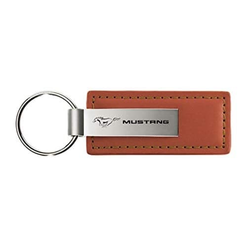 Au-TOMOTIVE GOLD Rectangular Leather Key Chain for Ford Mustang (Brown)