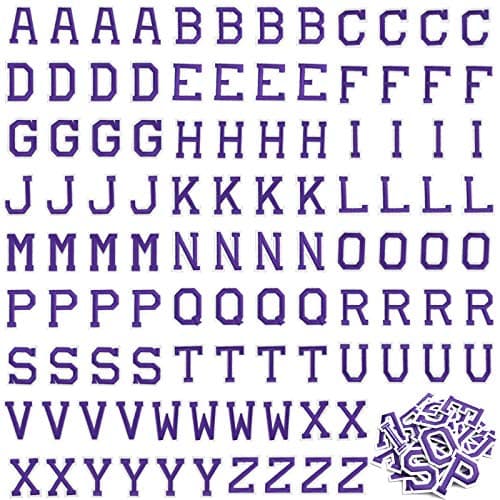 Coopay 104 Pieces Letter Iron on Patches Alphabet Sew on Appliques with Embroidered Patch AZ Letter Badge Decorate Repair Patches for Jeans Shirts Hats Shoes Bags Clothing Supplies Purple