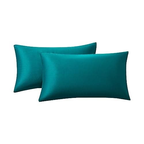 RainRoad Dark Teal Throw Pillows Covers Set of 2 Soft Velvet Decorative Pillow Covers 12x20 Inch for Couch Bed(Dark Teal, 12" x 20"(Pack of 2))