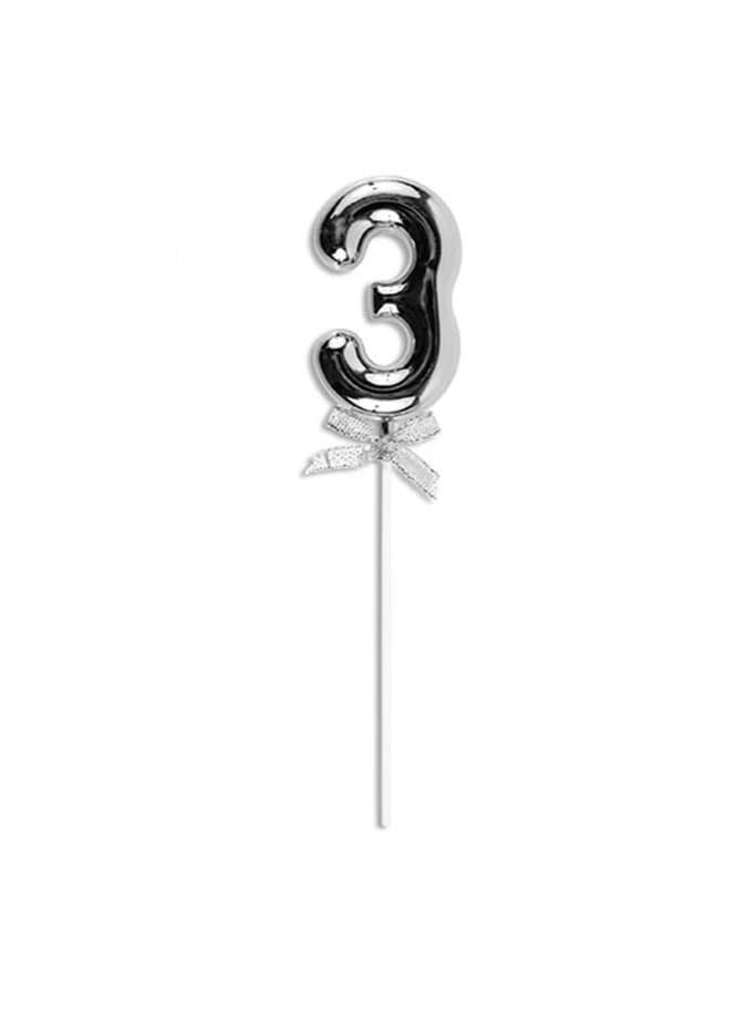 Number 3 Cake Topper Silver Glitter Acrylic Elegant Decoration for Birthday Wedding Anniversary Celebration Modern Party Supply