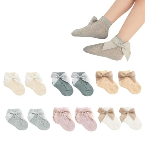 GUCHIGU Baby Cut-Out Socks for 1-2 Years, Breathable Cotton Ankle Length Mesh Socks for Babies (Multi-Color, Pack of 6)