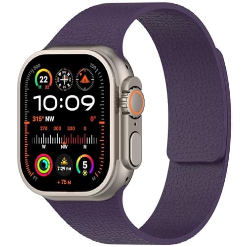 LYSMVIVI Magnetic Band Compatible with Apple Watch 49mm 46mm 45mm 44mm 42mm 41mm 40mm 38mm Women Men Lychee Silicone Magnetic Strap for iWatch Ultra SE Series 11 10 9 8 7 6 5 4 3 2 1 (Deep Violet)