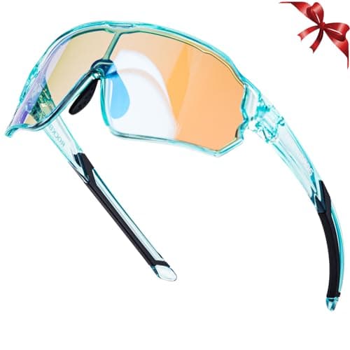 ROCKBROS Photochromic Sports Kids Sunglasses For Boys Girls Children Youth Adult MTB Biking Sunglasses for Kids Ages 8 to 14,Green