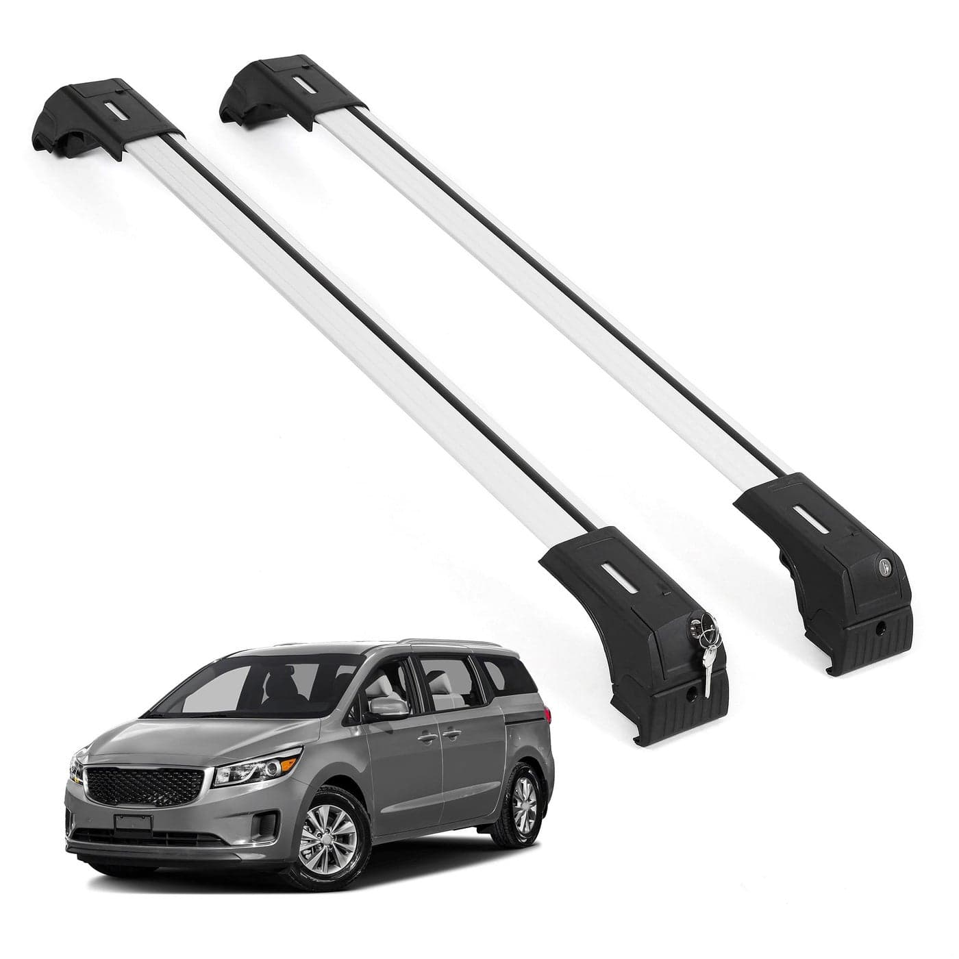 ERKUL Roof Rack Cross Bars for Kia Sedona 20152021 Aluminum Crossbars with Anti Theft Lock for Rooftop Compatible with Flush Rails Silver