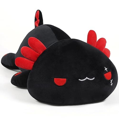 SNOWOLF Black Axolotl Plush Pillow Cute and Soft Axolotl Stuffed Animal Kawaii Plushie Toy Great Gift for Kids 12