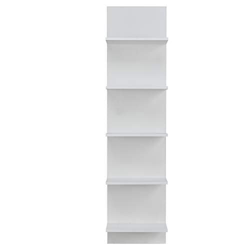 Danya B Narrow Decorative Wall Mount Vertical Shelving Unit Modern Column with 5 Shelves Home or Office for Books Dcor Display White