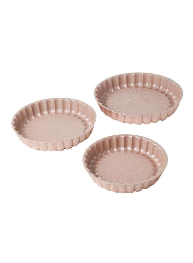 3-Piece Granite Cake Pan Set Beige Small Pan (24), Medium Pan (28), Pan (32)cm