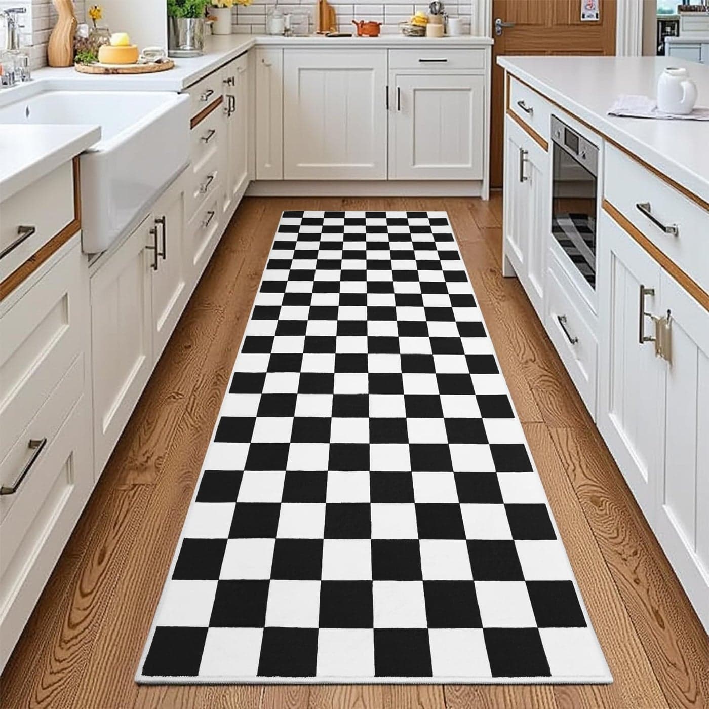 Terrug Black and White Checkered Area Rug for Kitchen2x6 Runner Rugs Washable with Non Slip for BedroomSoft Low Pile Stain Resistance Retro Carpet for Entryway Hallway