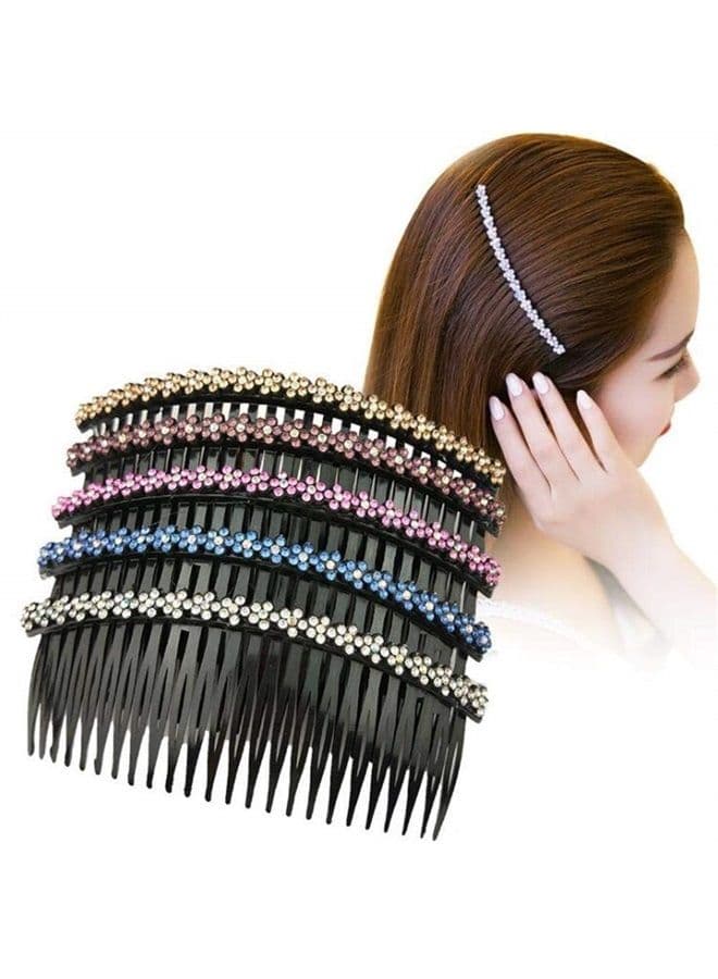 5pcs 24 Teeth Hair Comb Clip Clamp for Lady Girls Hair Combs Rhinestone Hair Side Combs 4.72"