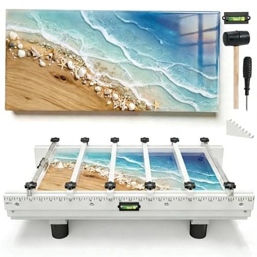 Epoxy Mold, Resiners River Table Epoxy Resin Mold with Adjustable Divider, 24x12x3in with Bubble Level, Fill Clamp System & Transparent Depth Board Ideal