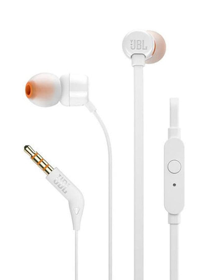 Tune 110 Wired In-Ear Headphones - Deep Pure Bass - 1-Button Remote - Tangle Free Cable - Ultra Comfort Fit White