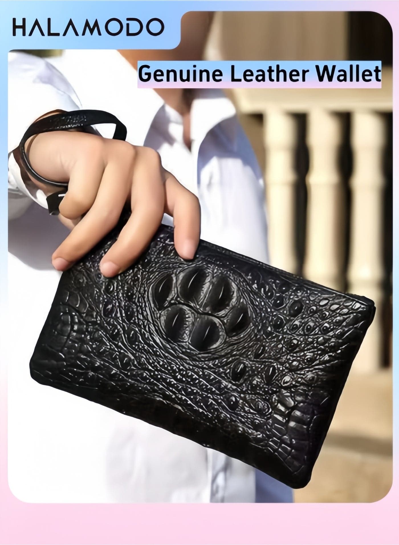 Genuine Leather Wallets Large Capacity Blocking Card Holder Personalized Zip Around Wallet Checkbook Cash Credit Card Holder Wallet for Men