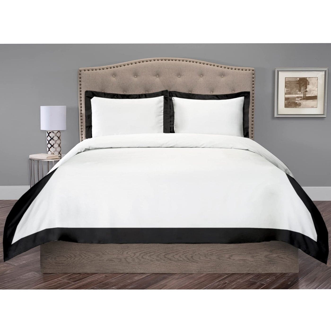 Hotel Luxury 3pc Dual Tone Duvet Cover Set850 Thread Count 100 Organic Cotton Premium Bedding Collection Oversized King Size 120 x 98 Inches Machine Washable White Black