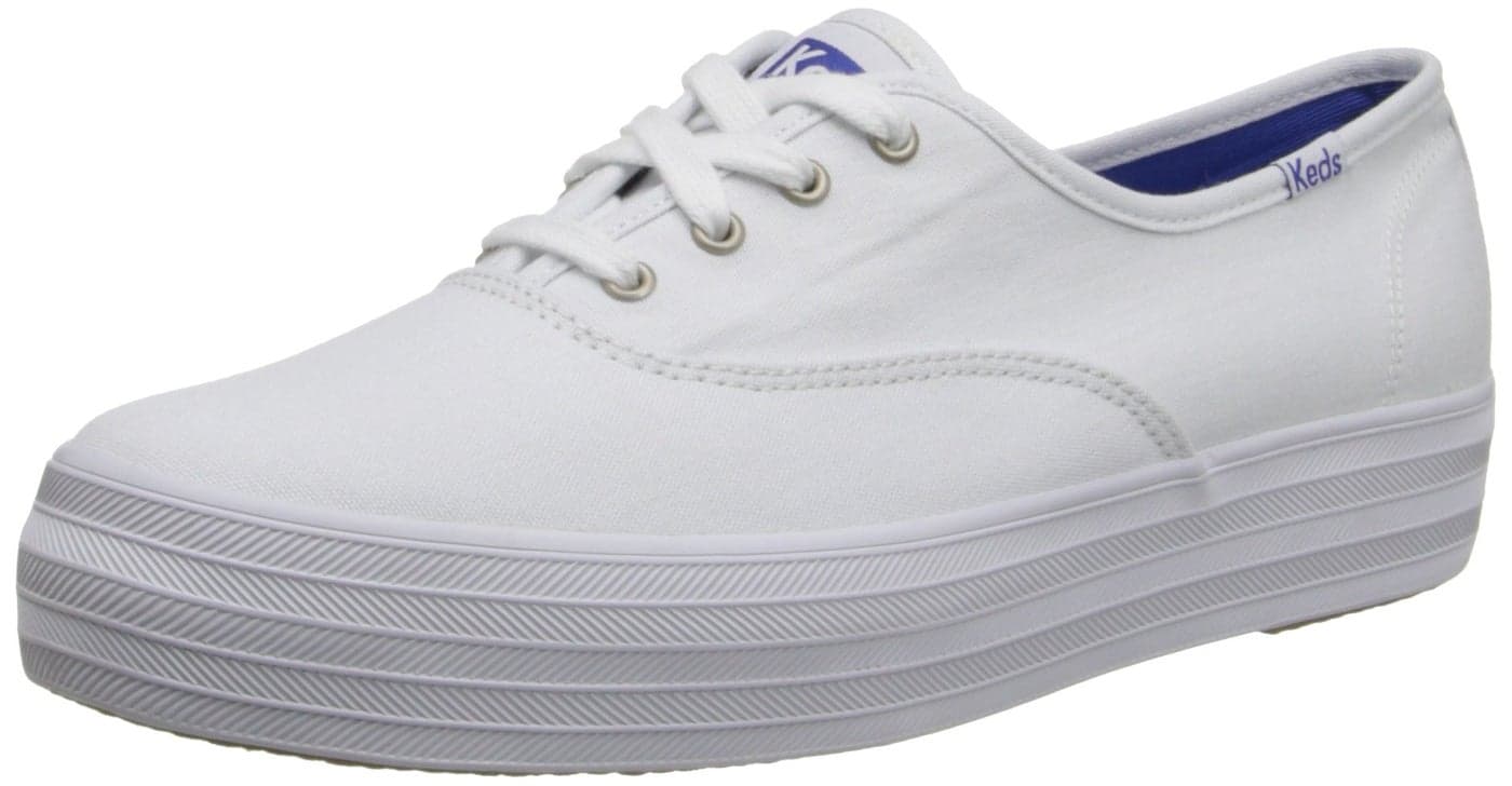 Keds Triple Lace Up, Sneaker Womens, White Canvas, 10 Medium