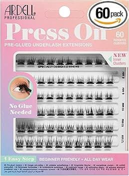 Ardell Press On PreGlued Underlash Eyelash Extensions Naked Natural Cluster Lashes Kit BeginnerFriendly DIY Lash Extension Kit with Applicator Assorted Lengths 60 Lash Clusters