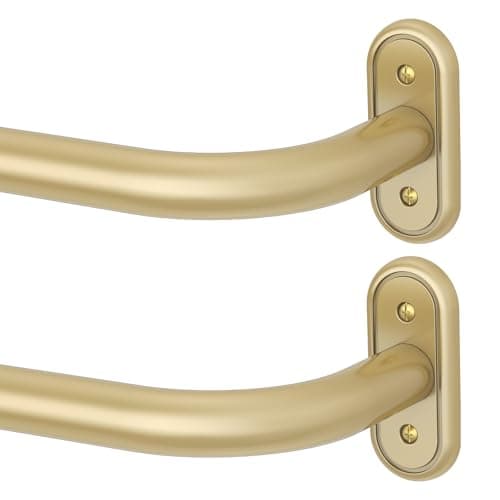 Wolistsa 2 Pack Curtain Rods 32-46 Inch, Gold Wrap Around Blackout Curtain Rods for Windows, 1 Inch Adjustable Heavy Duty Room Darkening Window Treatment Rod for Bedroom, Living Room, Sliding Door