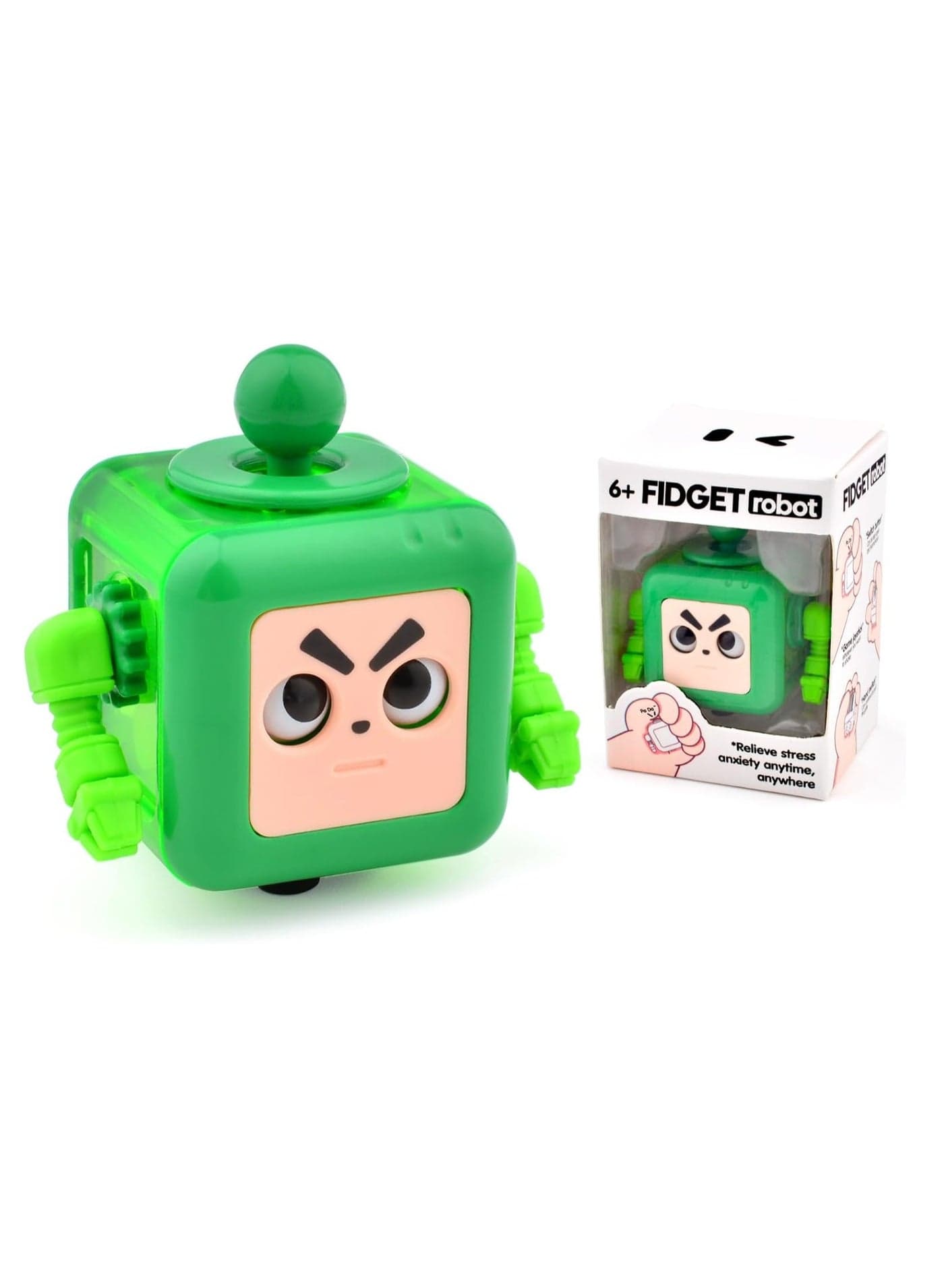 Robot Rubik's Cube Cool Stress Relief Toy 1-sided Rubik's Cube 6-sided Multi-function Playing Method Relieves Stress Anxiety (Big Eye Robot Green)