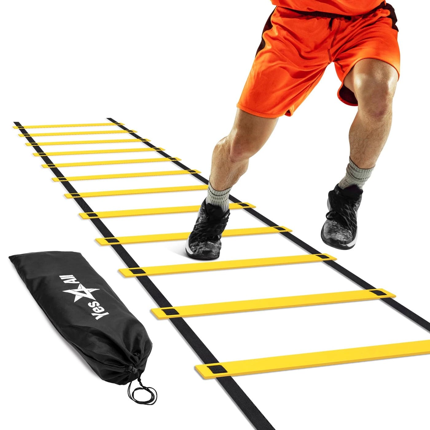 Yes4All Speed Agility Ladder Training Equipment with Carry Bag - 12 Rungs Yellow
