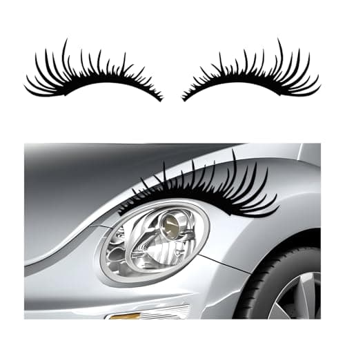 YTFRL 2 PCS Eyelash Decal for Car Headlight Waterproof Funny Bumper Window Eyelashes Stickers Reflective Fake Eye Lashes Decals Exterior Decor for SUV Truck RV Headlamp Black
