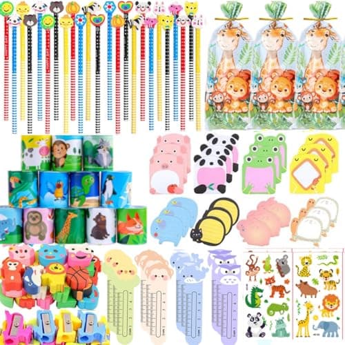 ANPHILE Return Gifts for Birthday Party 24 Pack Stationery Birthday Goodie Bags with Pencils Erasers Stickers School Classroom Gifts for Students Classroom Gifts Rewards Prizes