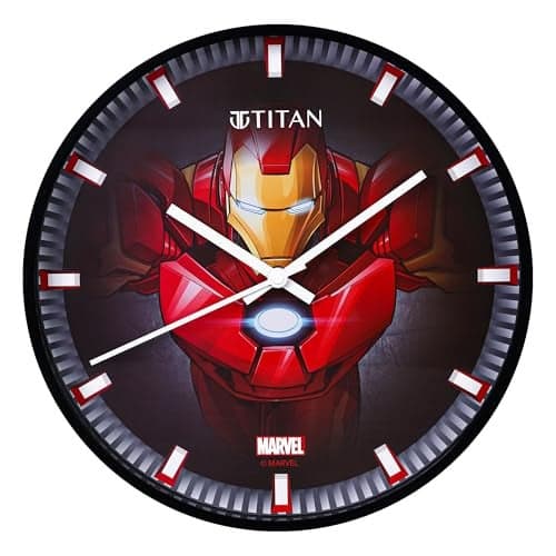 Titan Avengers Wall Clock – 12 Inch Iron Man Design – Silent Non-Ticking Sweep Movement – Marvel Superheroes Decorative Wall Clock for Kids, Adults, Bedroom, Office, Home (30.5cm) – W0105PA03