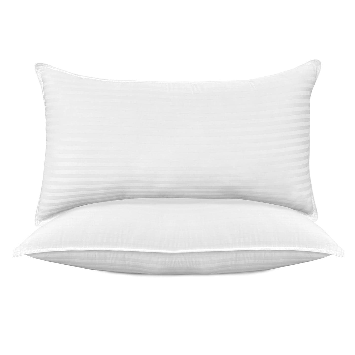 Elegant Comfort 100 Cotton Shell Stripe Hotel Pillows Super Plush Bed Pillows for Side Back Stomach Sleepers Cooling GelInfused Filling 2PACK King Size Pillow Set