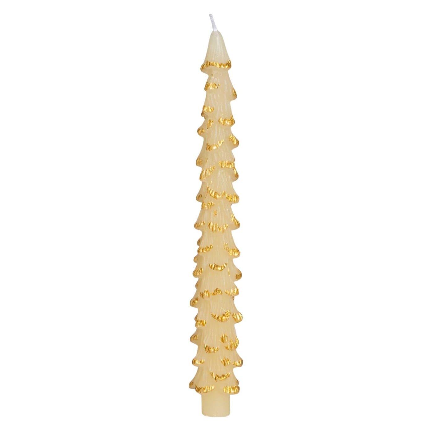 Creative CoOp GoldenTipped Elegance Tree Shaped Taper Candles Eggnog Color Set of 2