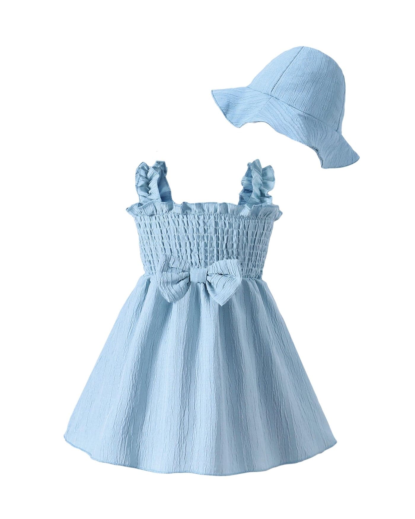 Renotemy Baby Girl Dresses 6-12 Months Summer Girl Clothes Blue Sundress Toddler Dress Casual Infant Ruffle Sleeveless Flower Princess Birthday Party Dress Baby Cute Boho Beach Outfit Gifts