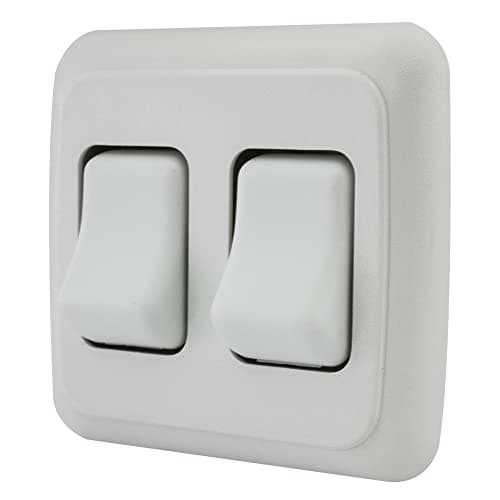 Double SPST OnOff Switch with Bezel 12Volt for RV Trailer Camper White