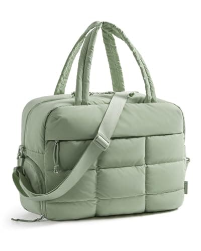 BAGSMART Gym Bag for Women Carry on Travel Duffel Bag Waterresistant Weekender with Shoe Compartment for Gym Travel Work Green Medium