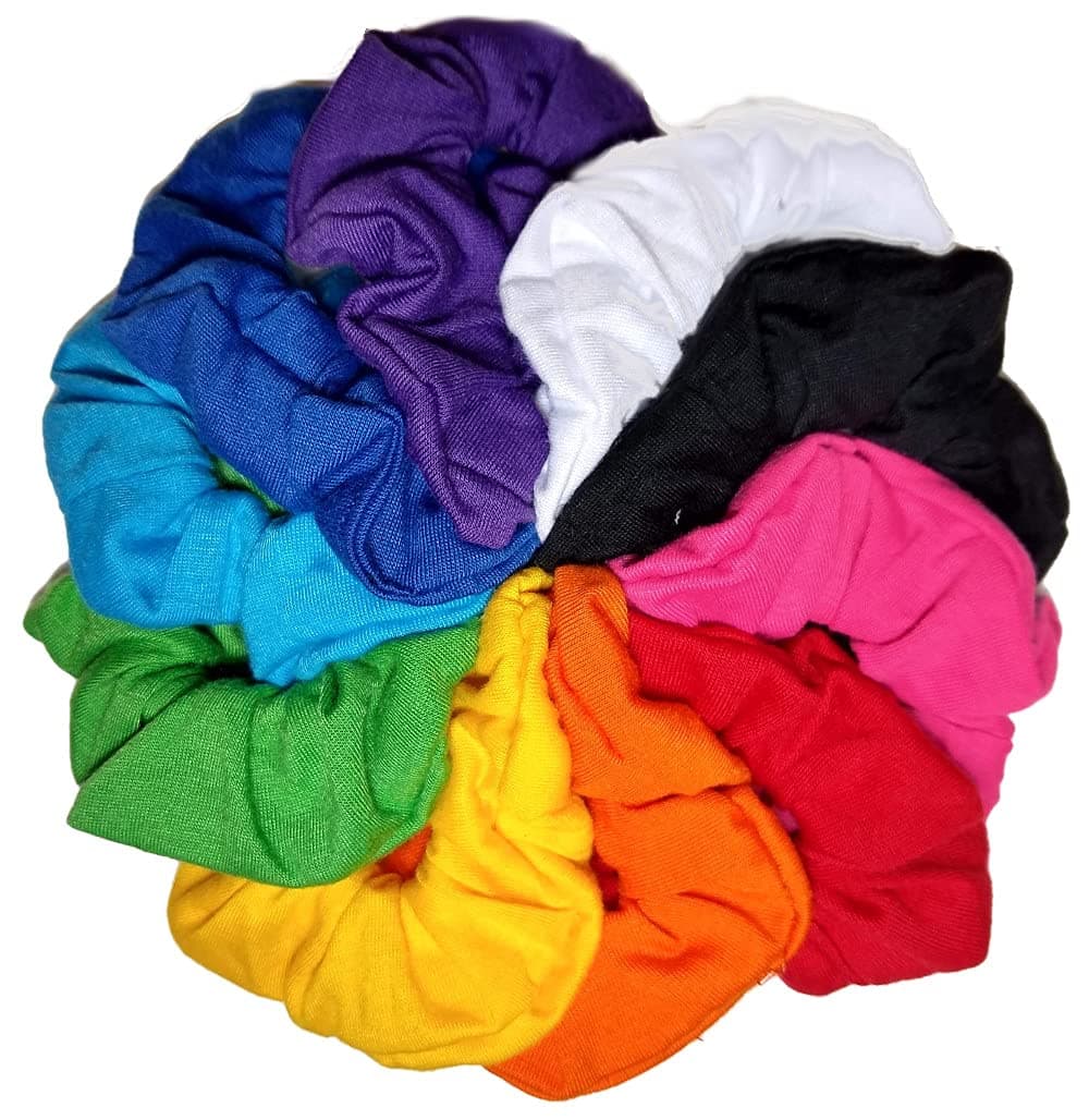 Cotton Scrunchie Set Set of 10 Soft Cotton Scrunchies Bright Color Assortment