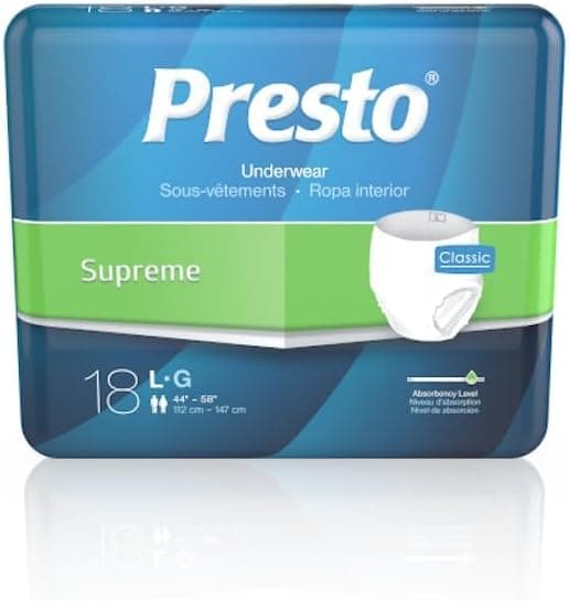 Supreme Classic Protective Unisex Underwear Adult Large 44 58 Waist Maximum Absorbency 18 Count