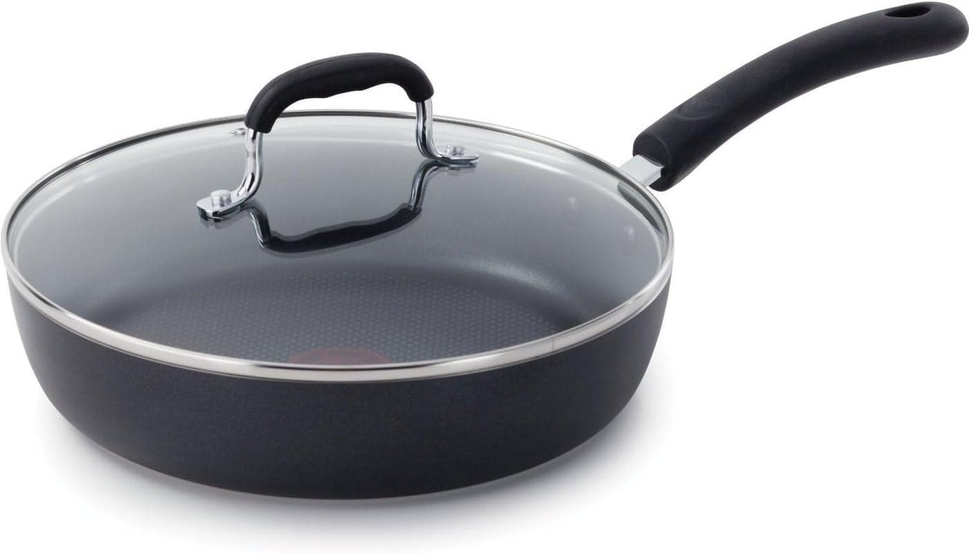 Tfal Experience Non Stick Fry Pan wLid 10 Inch Induction Oven Broiler Safe 400F Compatible with All Cooktops Cookware Deep Frying Pan Cooking Skillet Pots and Pans Dishwasher Safe Black