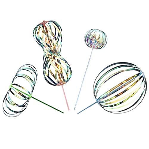 SENSORY4U Rainbow Twirler Stick 4 Pack Magic Party Bubble Wand Spin Twirl Swirl and Dazzle Fun Addicting Party Favor