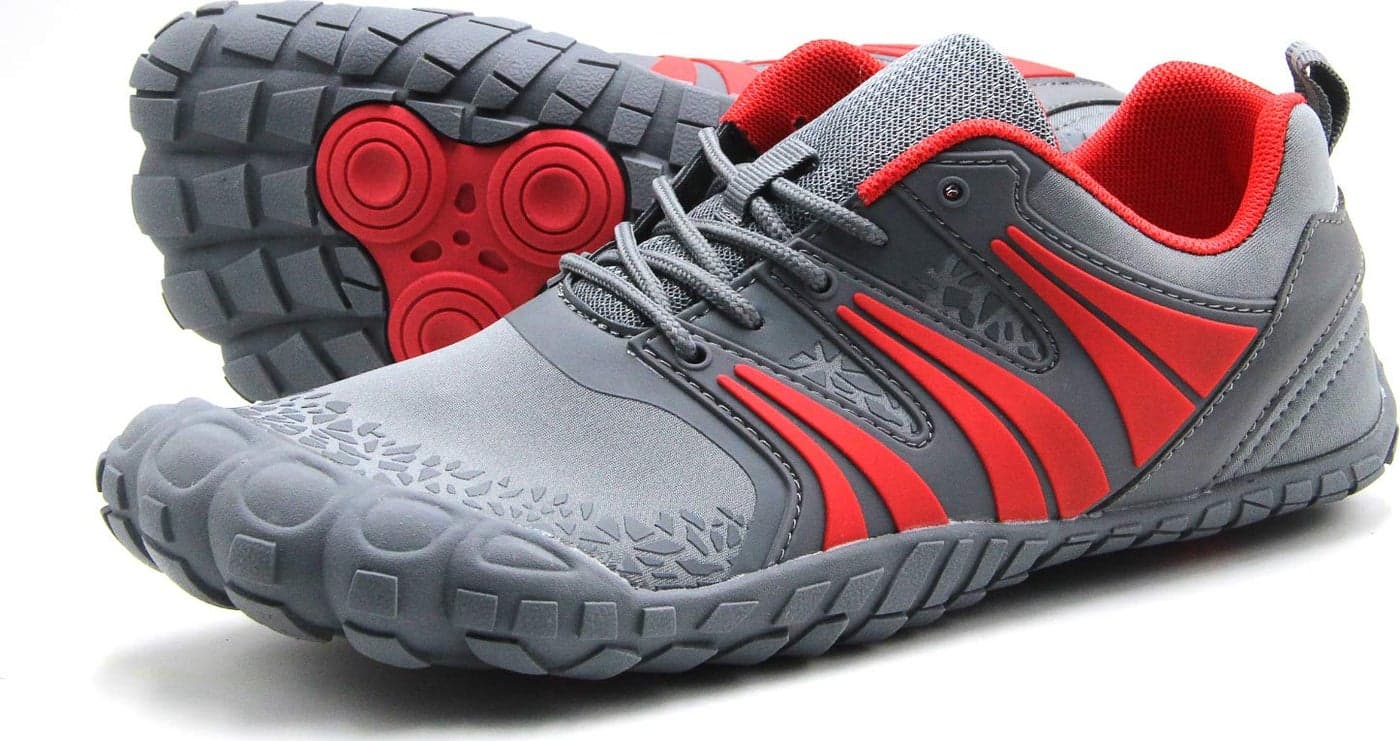 Oranginer Mens Barefoot Shoes Big Toe Box Minimalist Running Shoes for Tennis Run Walk Athletic GrayRed Size 10