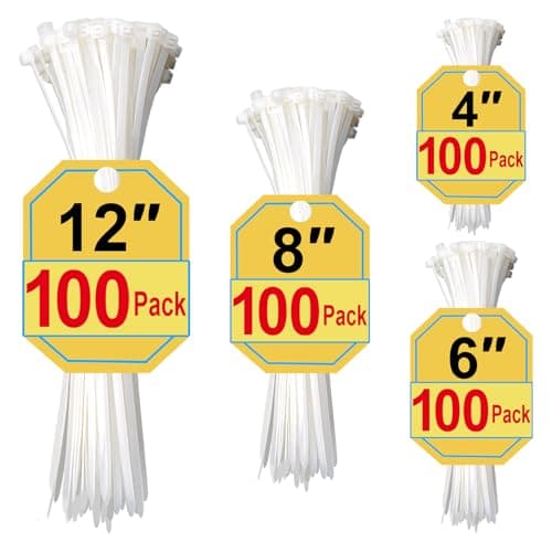White Zip Ties Assorted Sizes 46812 Inch 400 Pack Clear Zip Ties White Cable Ties Zipties Clear UV Resistant Wire Ties Plastic Ties Tie Wraps Assorted Sizes SiKuLin