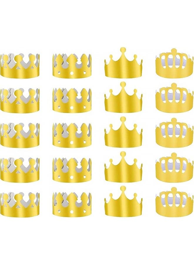 20Pcs 4style sBirthday Crowns for Kids Classroom Birthday Crowns Gold Paper Crown Party Crown Hat for Birthday Celebration Baby Shower Photo Props