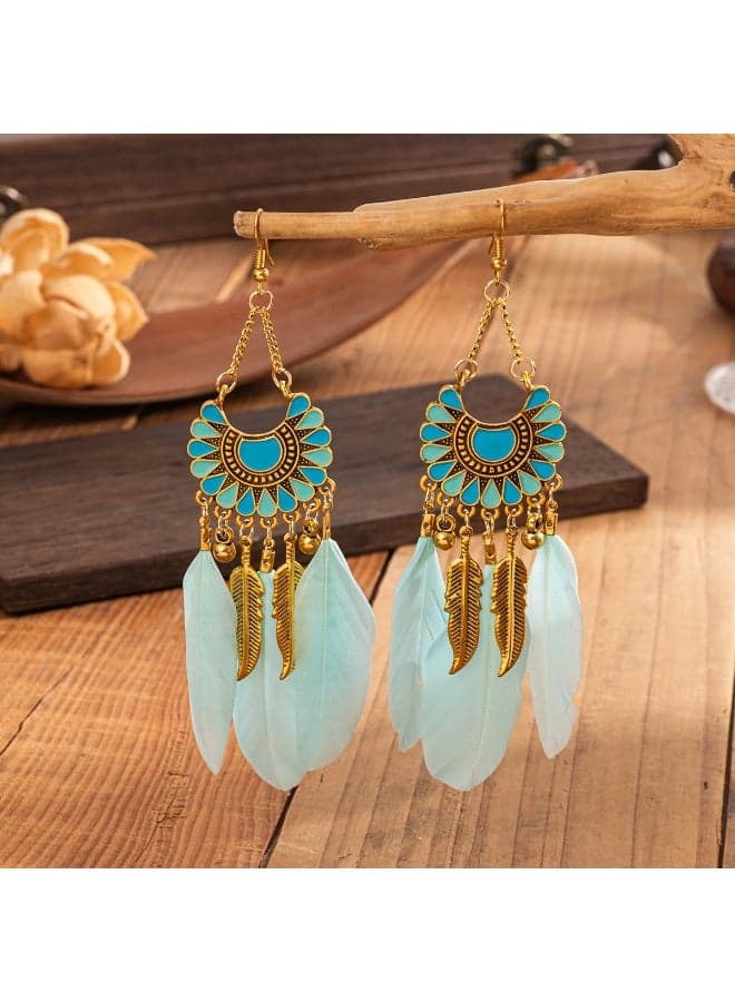 New Style Ethnic Style Tassels Feather Earrings