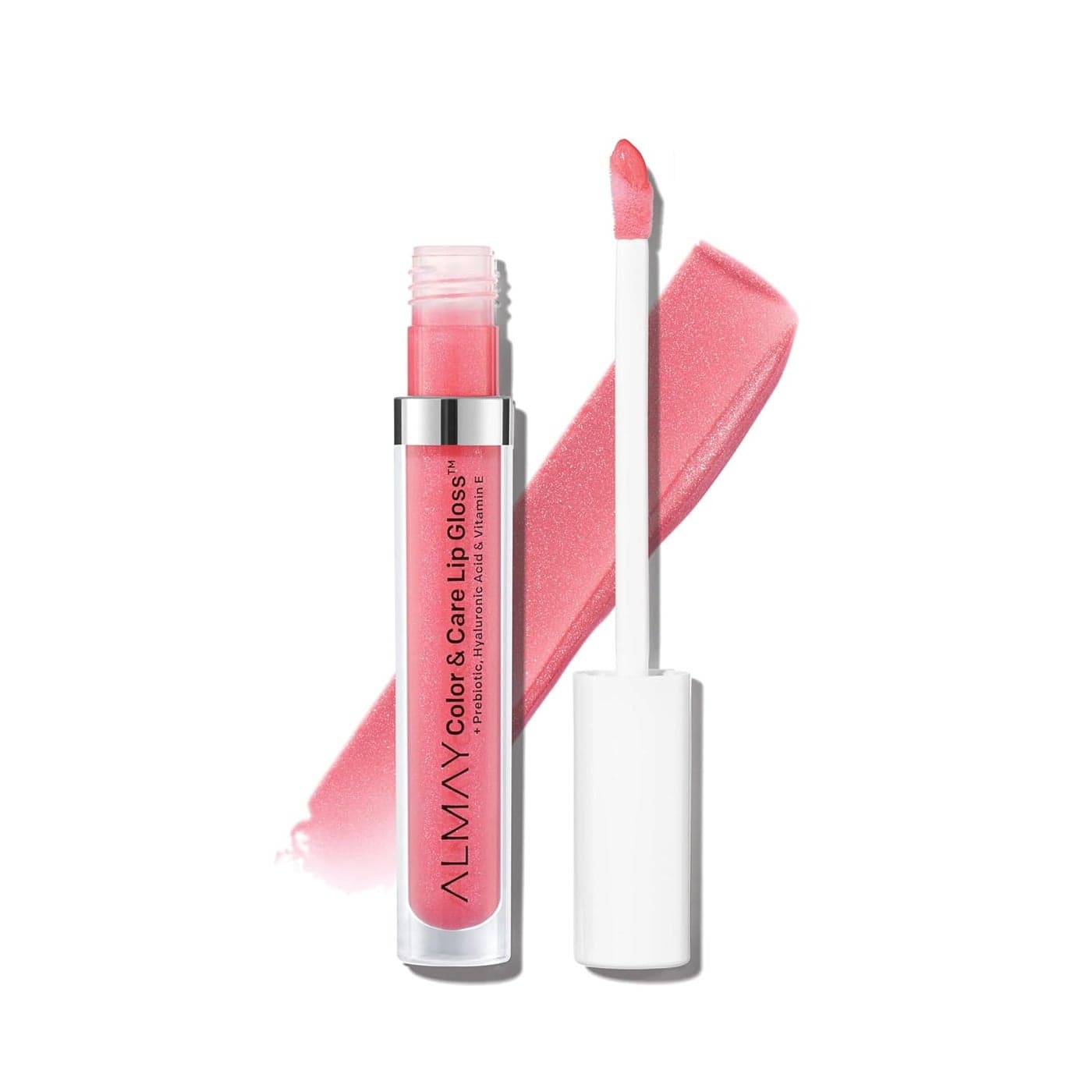 Almay Color Care Hydrating Lip Gloss Soft Natural Hues Prebiotic Complex Hyaluronic FillingSphere Technology 100 Pink Twilight 01 Fl Oz