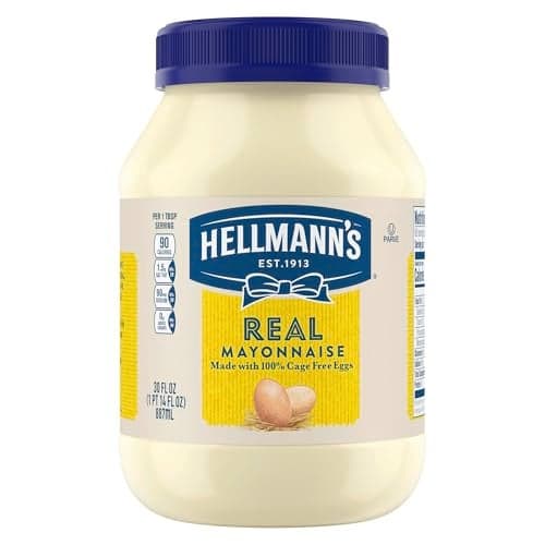Hellmann's Mayonnaise Real Mayo 1 ct For A Creamy Sandwich Spread or Condiment Rich in Omega-3 ALA, Gluten Free 30 oz