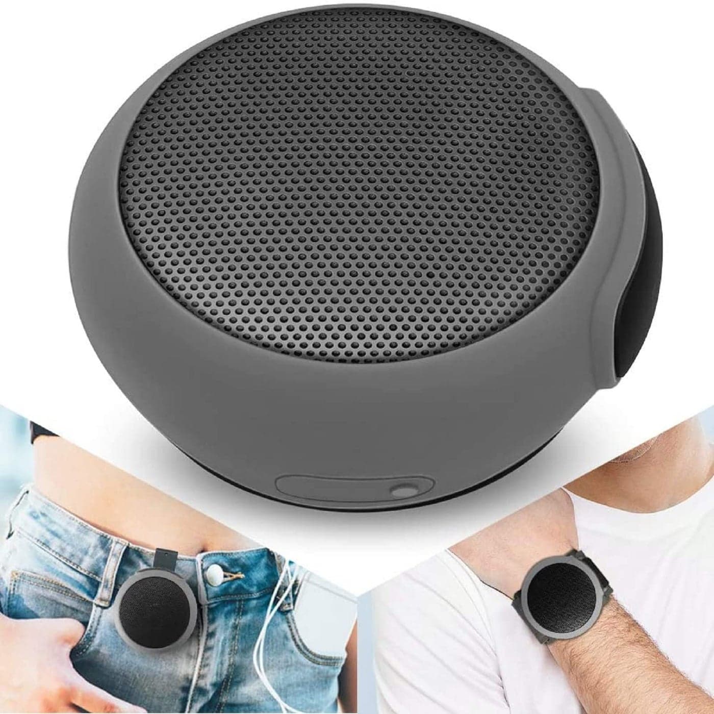 ANCwear Portable Bluetooth Speakers Wireless Mini Speaker with Enhanced Bass, HD Sound, Wearable Speaker with Microphone, 9.5H Playtime, IPX6 Waterproof for Sports, Outdoor Travel(Grey)