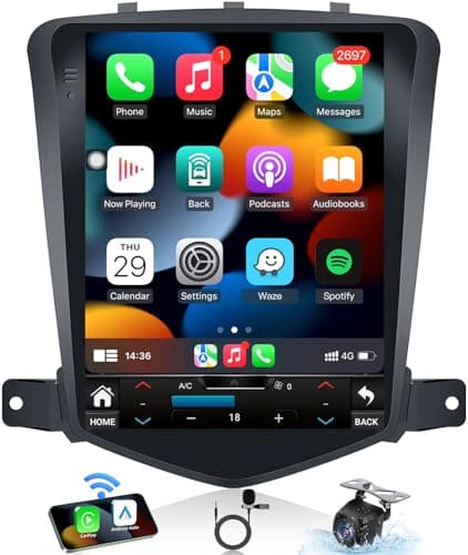 4Core + 64GB Android 13 Upgrade Car Radio for Chevrolet Chevy Cruze 2009-2015: 10.4 Inch 1024 * 768 HD IPS Tesla Style Touchscreen Stereo Wireless Carplay Andriod Auto Backup Camera GPS 5G WiFi FM